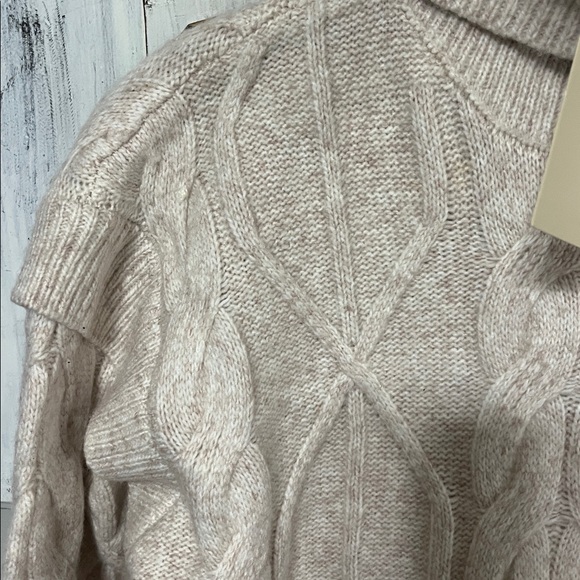 Elie Tahari Beige Cable Knit Turtleneck Sweater - Picture 2 of 4